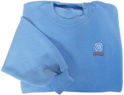Image of Knit Happy Ladies Crewneck Fleece Sweatshirt Sky Blue